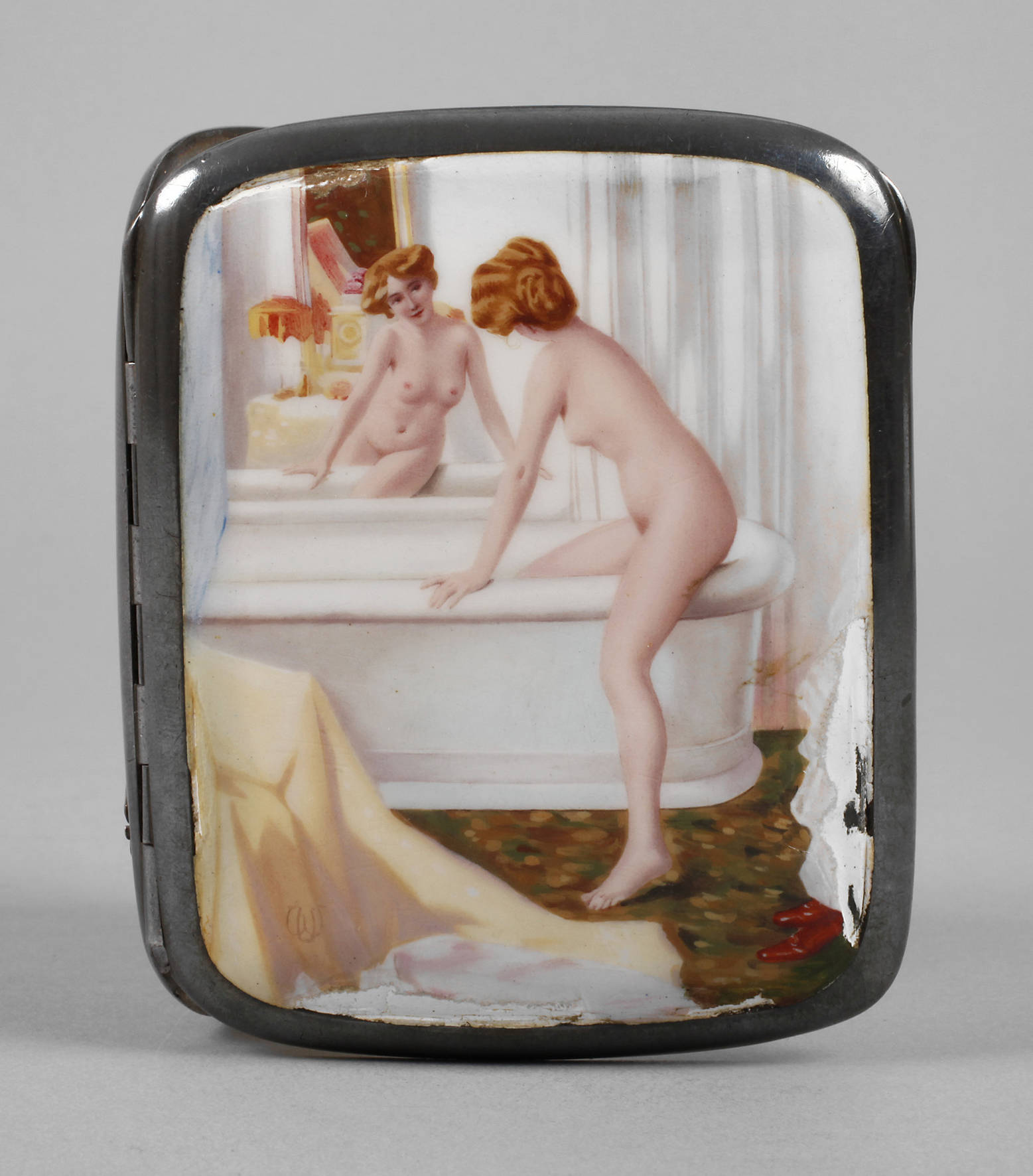 Silber Zigarettenetui Erotika