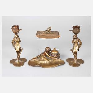 Bronzeschreibset Jugendstil