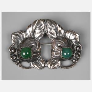 Brosche mit Chrysoprasen
