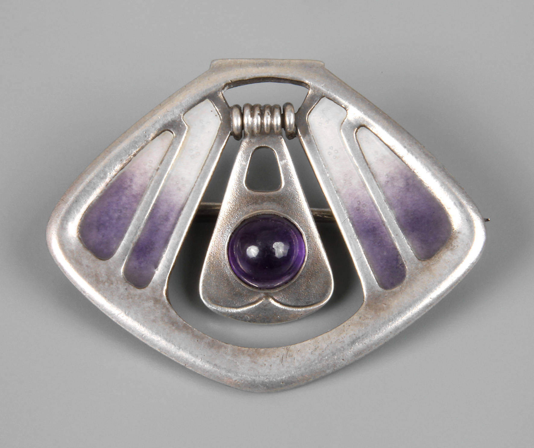 Brosche mit Emaille und Amethyst