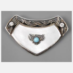 Brosche mit Perlmutter und Steinbesatz