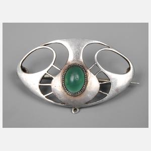 Jugendstilbrosche mit Chrysopras