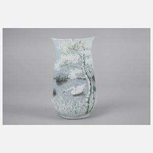 Daum Nancy Ätzglasvase Schwanendekor