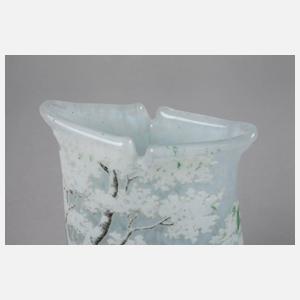 Daum Nancy Ätzglasvase Schwanendekor