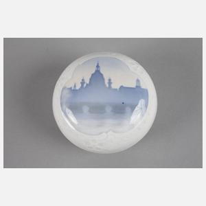 Meissen Deckeldose Ansicht Elbufer Dresden