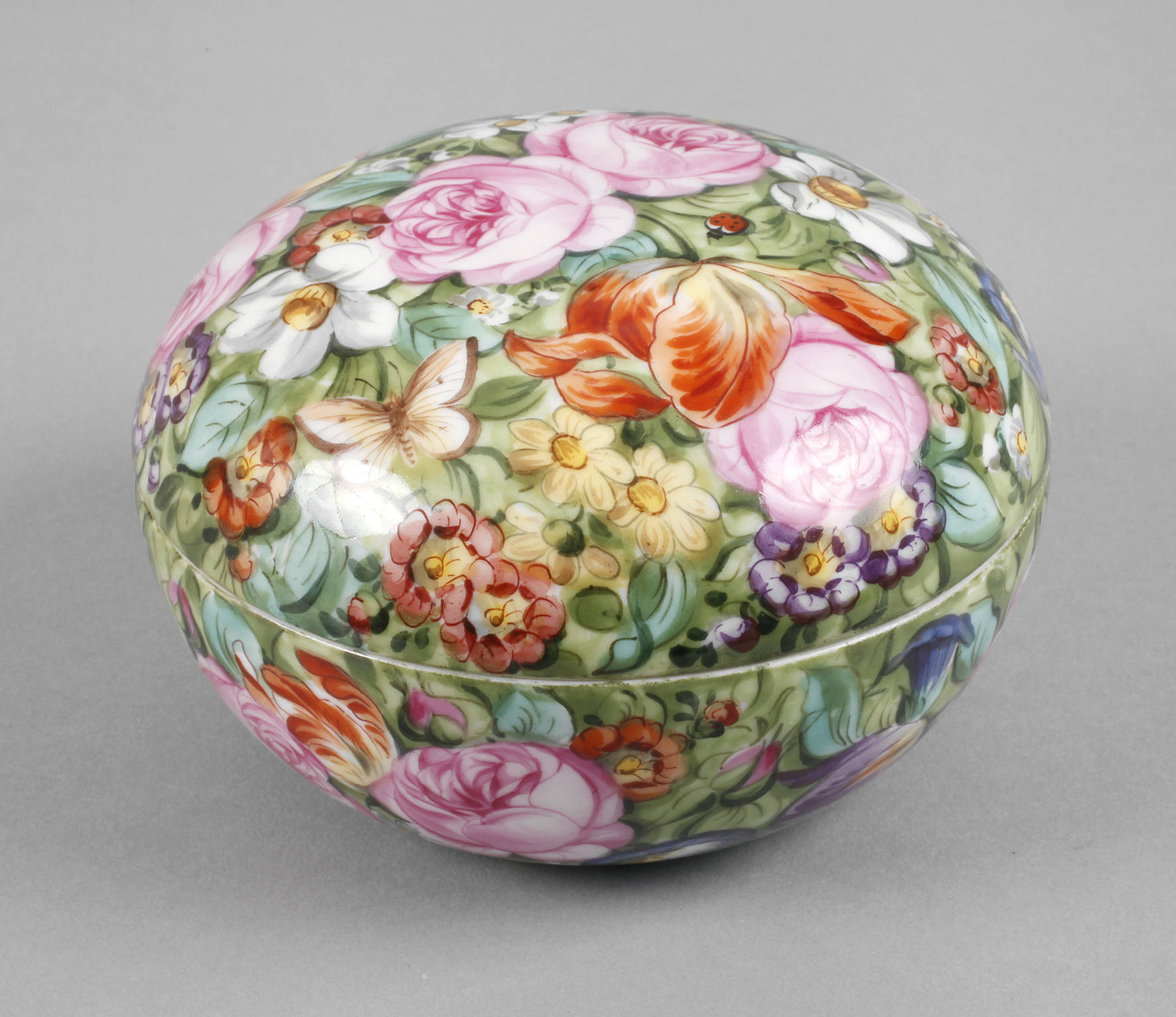 Nymphenburg Deckeldose Blumendekor