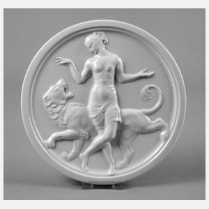 Rosenthal Relief-Wandplatte ”Mädchen mit Löwe”