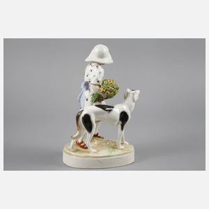 Goldscheider Wien Mädchen mit Haube und Barsoi