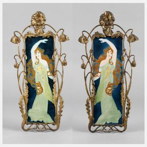 Johann von Schwarz zwei Wandplatten Jugendstil