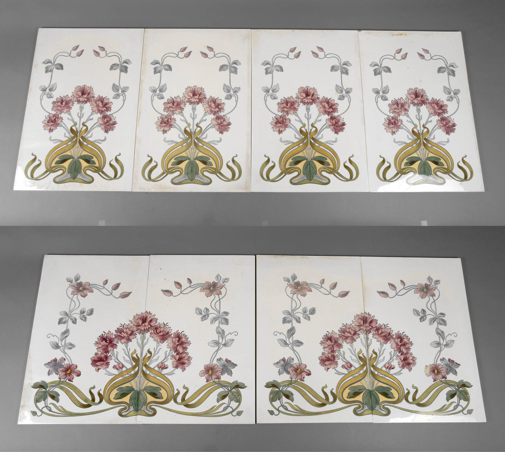 Acht große Wandplatten Jugendstil