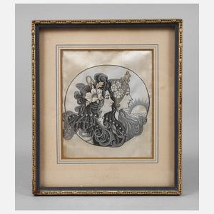 Seidenwebbild nach Alfons Mucha