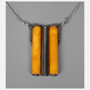 Collier mit Bernsteinen und Hämatit