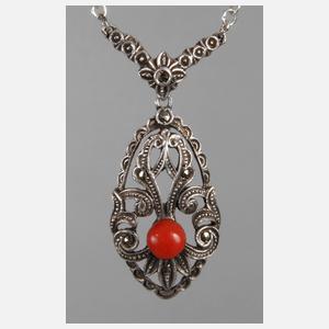 Collier mit Koralle und Markasiten