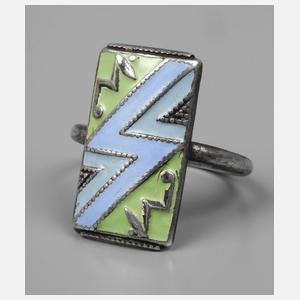 Damenring mit Emailleeinlagen