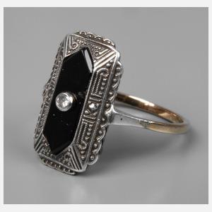 Damenring mit Onyx und Diamant