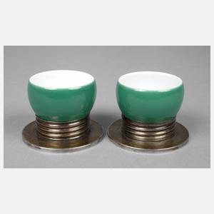 Rosenthal Paar Eierbecher mit Silberfuß