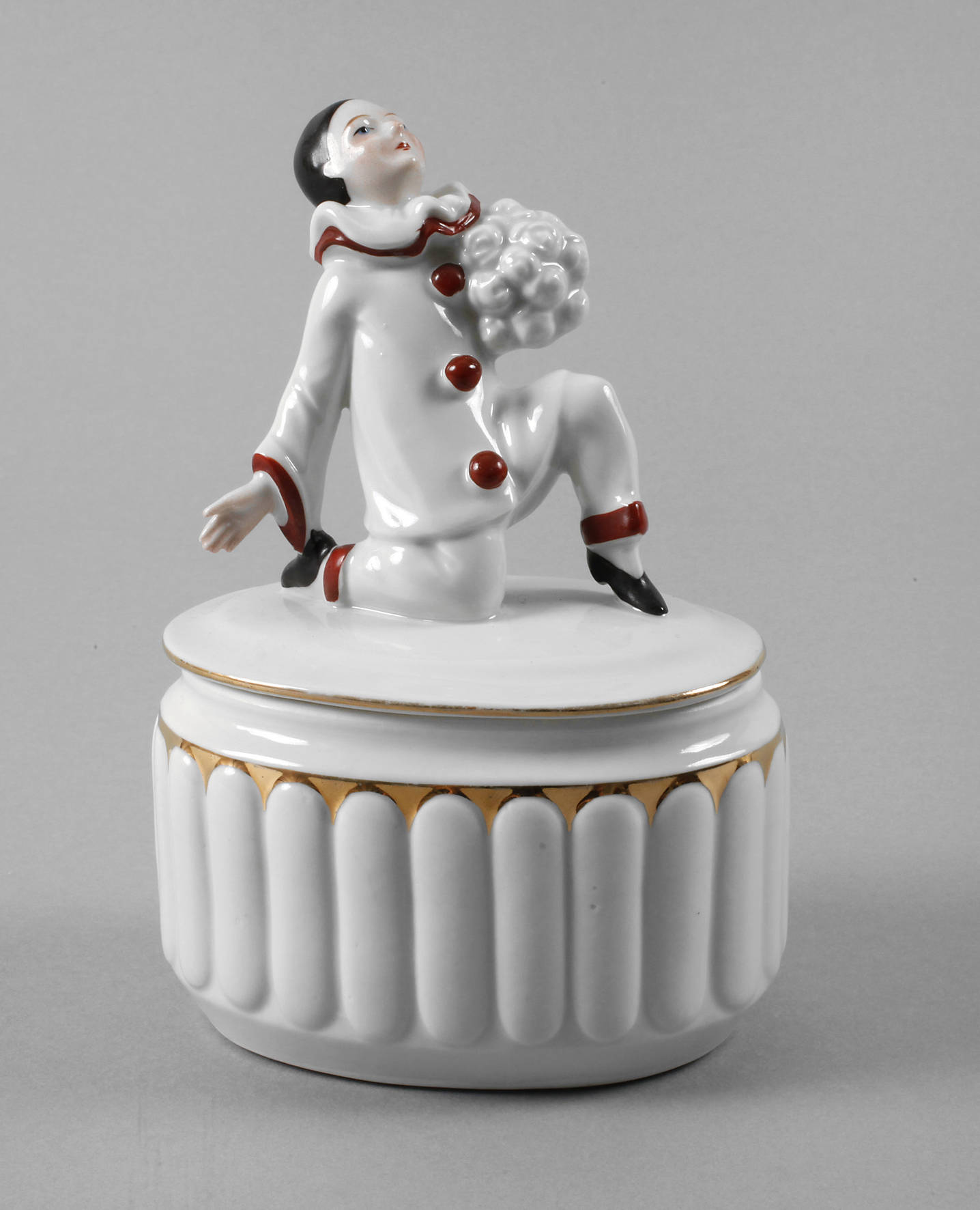 Tettau Deckeldose mit Pierrot