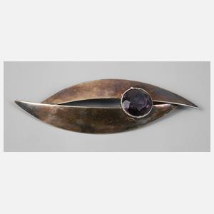Silberbrosche mit Amethyst