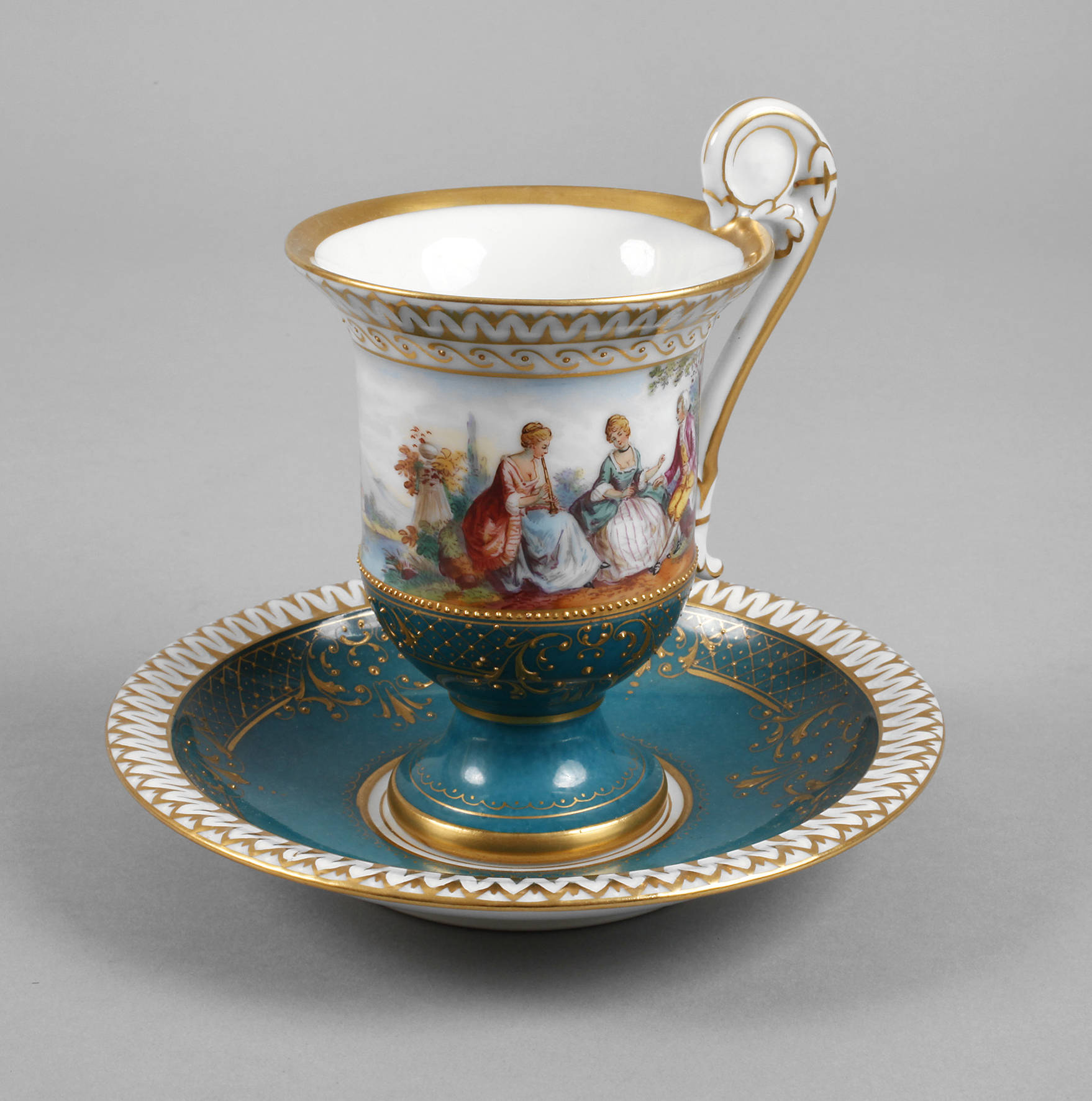 Fürstenberg Kakaotasse Watteauszene