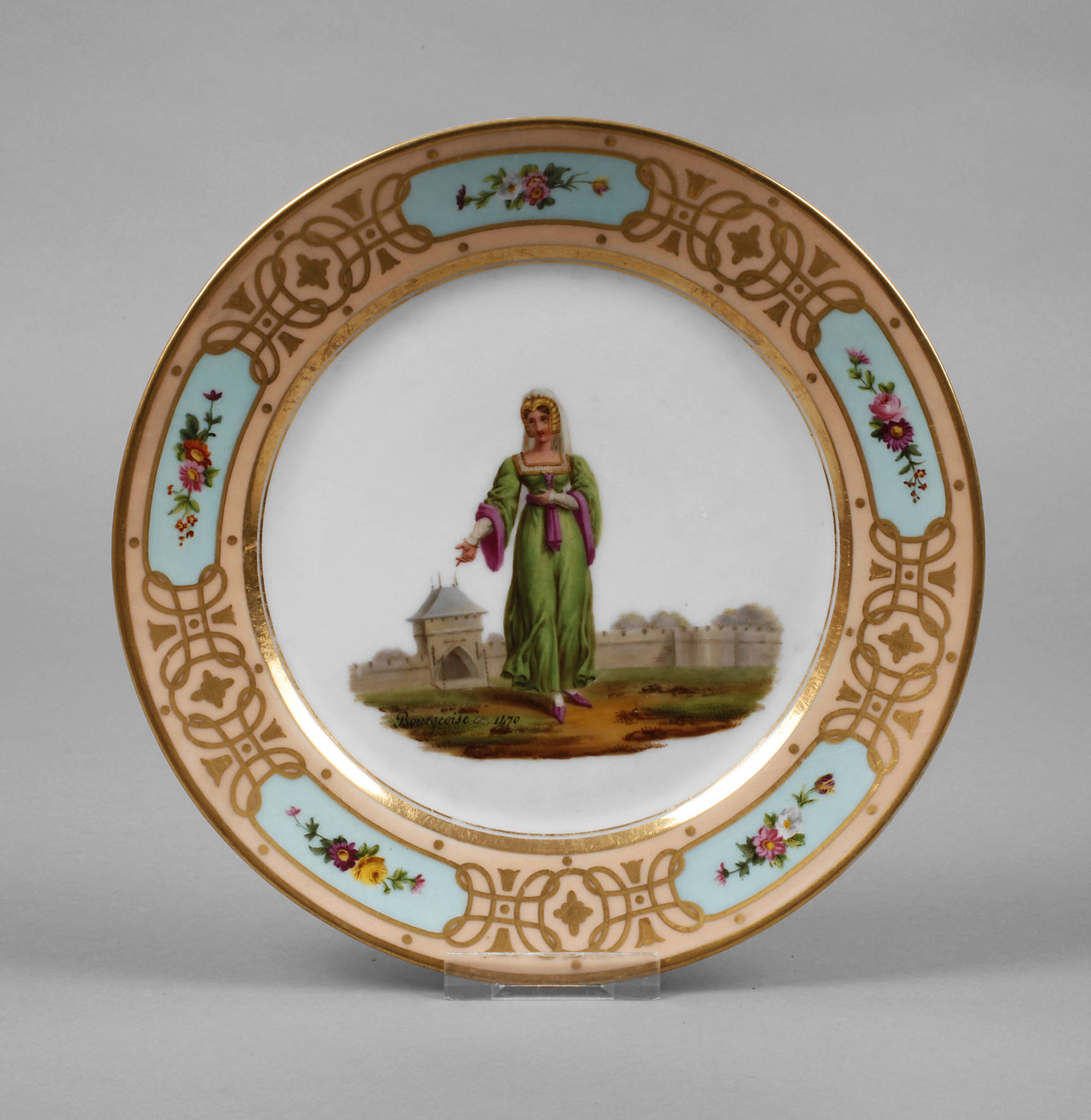 Frankreich Bildteller ”Bourgeoise en 1470”