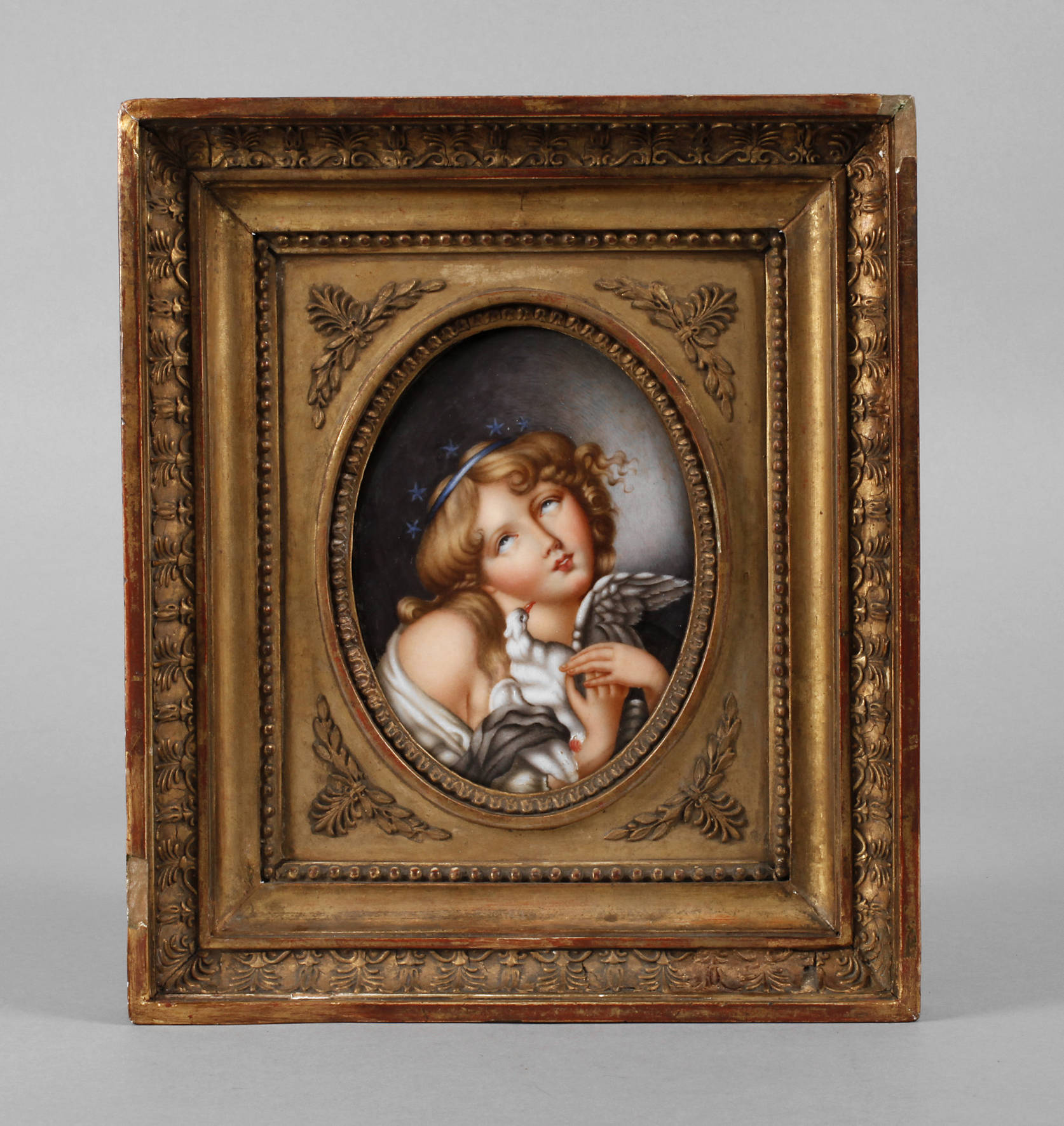 Bildplatte Mädchen mit Taube