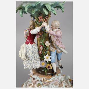 Meissen Prunkaufsatz mit galantem Paar