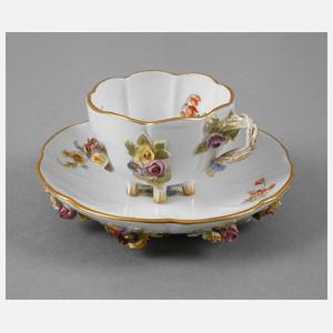 Meissen Mokkatasse mit Blütenbesatz