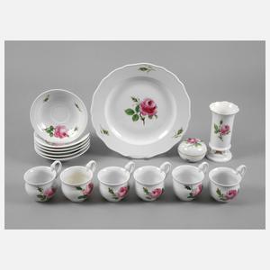 Meissen Konvolut Tafelgeschirr ”Rote Rose”