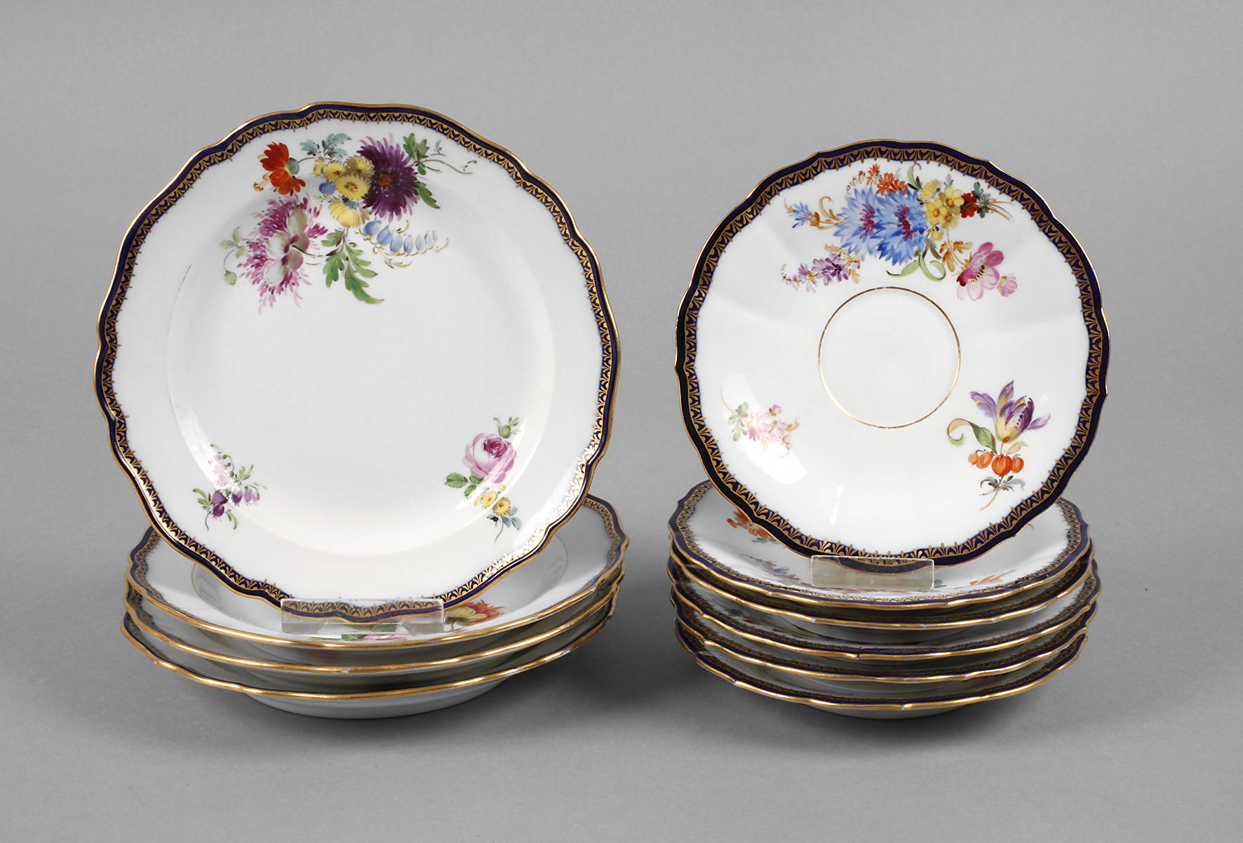 Meissen Konvolut Teller Blumenmalerei