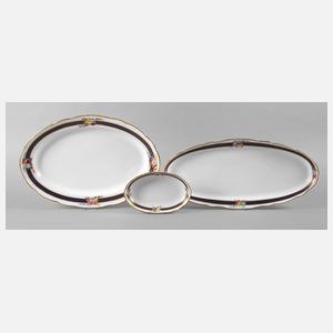 Meissen drei Schalen Bordüre mit Blumenbuketts