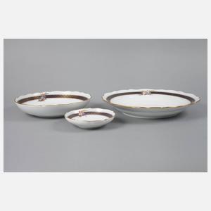 Meissen drei Schalen Bordüre mit Blumenbuketts