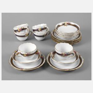 Meissen sechs Gedecke Bordüre mit Blumenbuketts