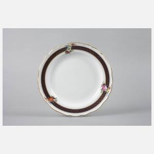 Meissen zwölf Vorspeisenteller Bordüre mit Blumenbuketts