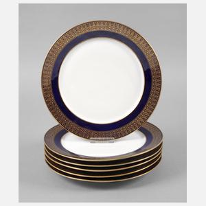 Meissen sechs Speiseteller Kobaltrand