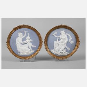 Paar Reliefplatten Venus mit Amor