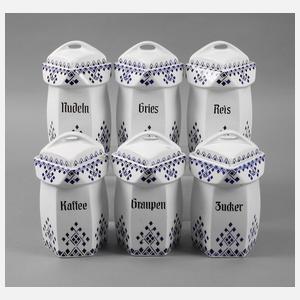 Colditz sechs Vorratsgefäße Jugendstil