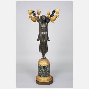 Paar übergroße Empire-Leuchterfiguren