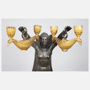 Paar übergroße Empire-Leuchterfiguren