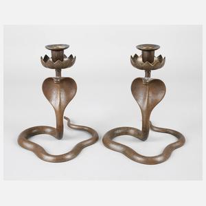 Paar Jugendstilleuchter als Schlangen