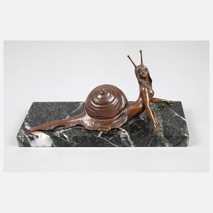 Figürliches Tintenfass Mädchen als Schnecke