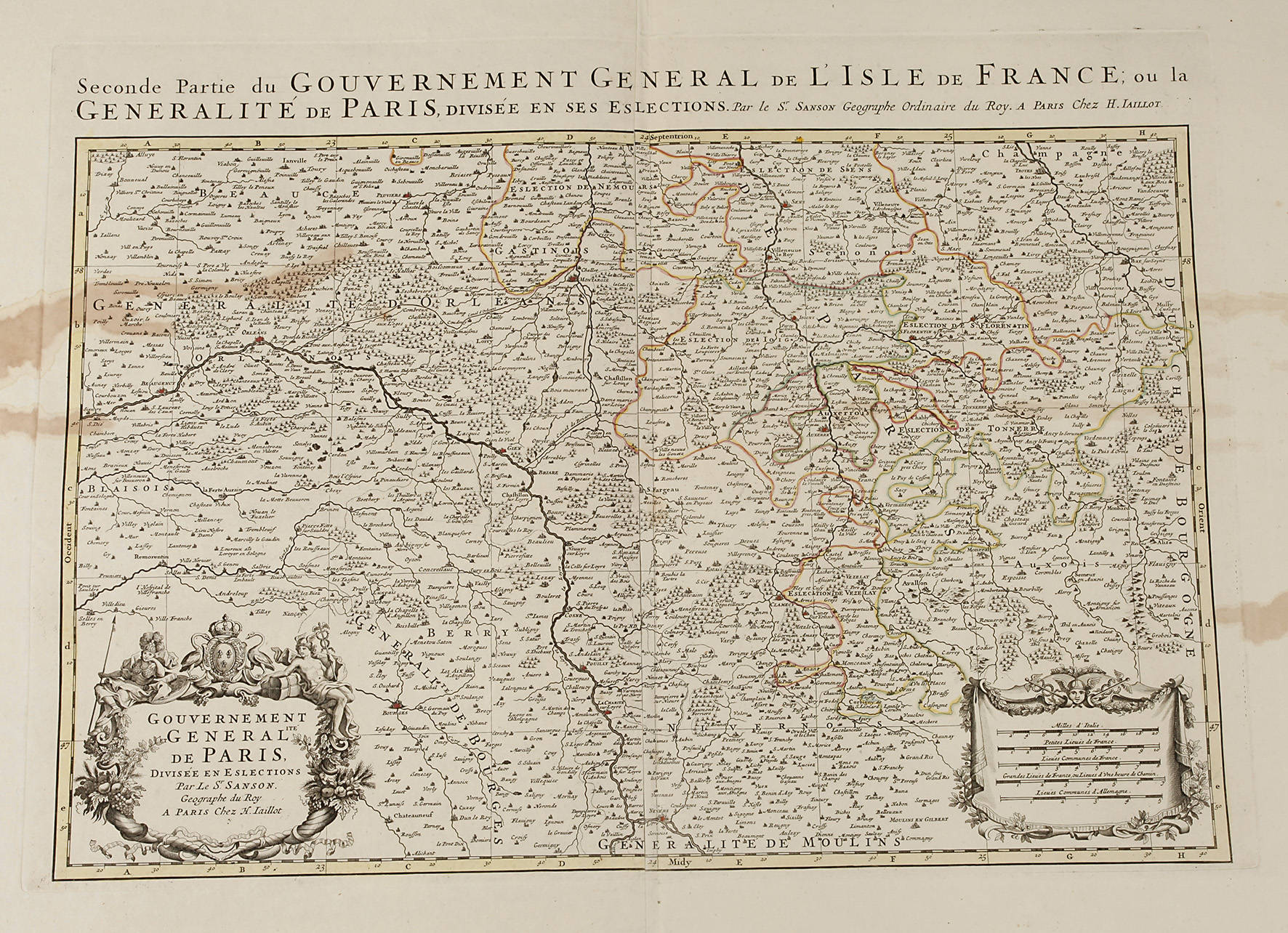 Alexis Hubert Jaillot, Teilkarte Frankreich