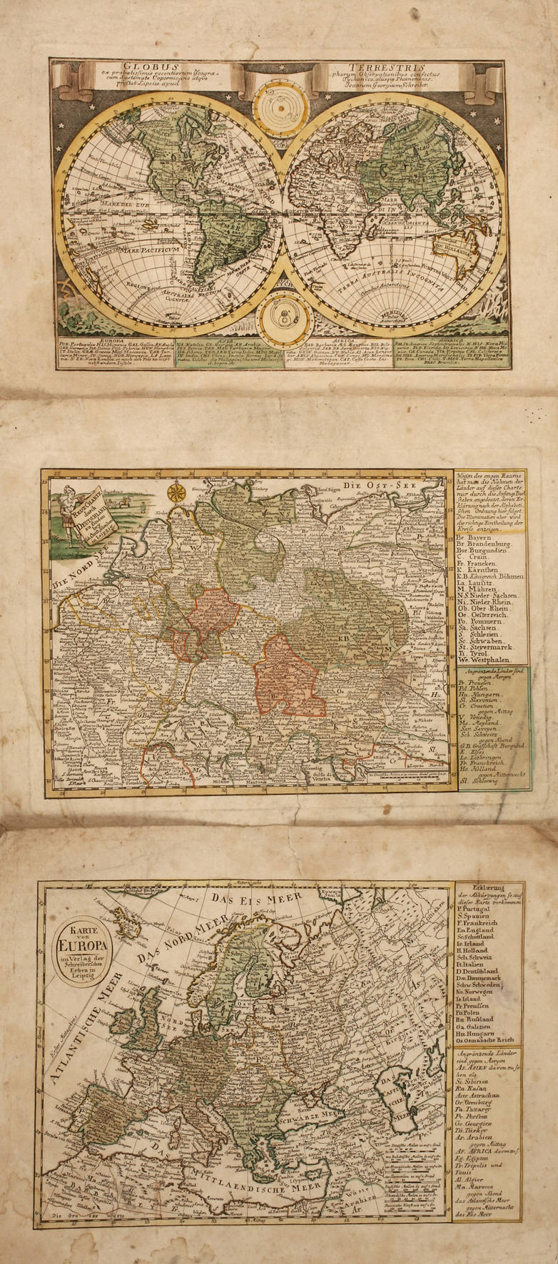 Johann Georg Schreiber, drei Landkarten