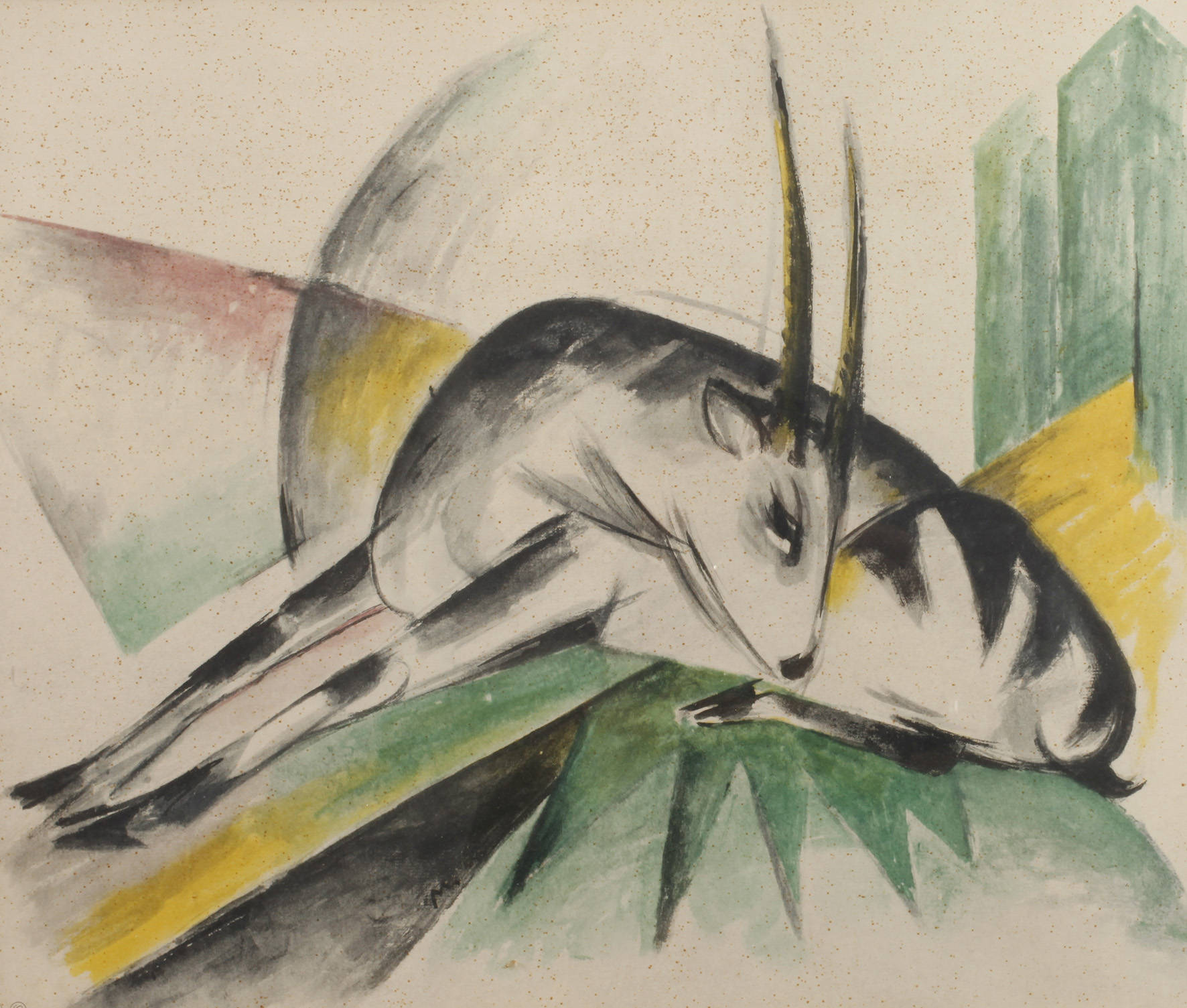 nach Franz Marc, Liegende Antilope