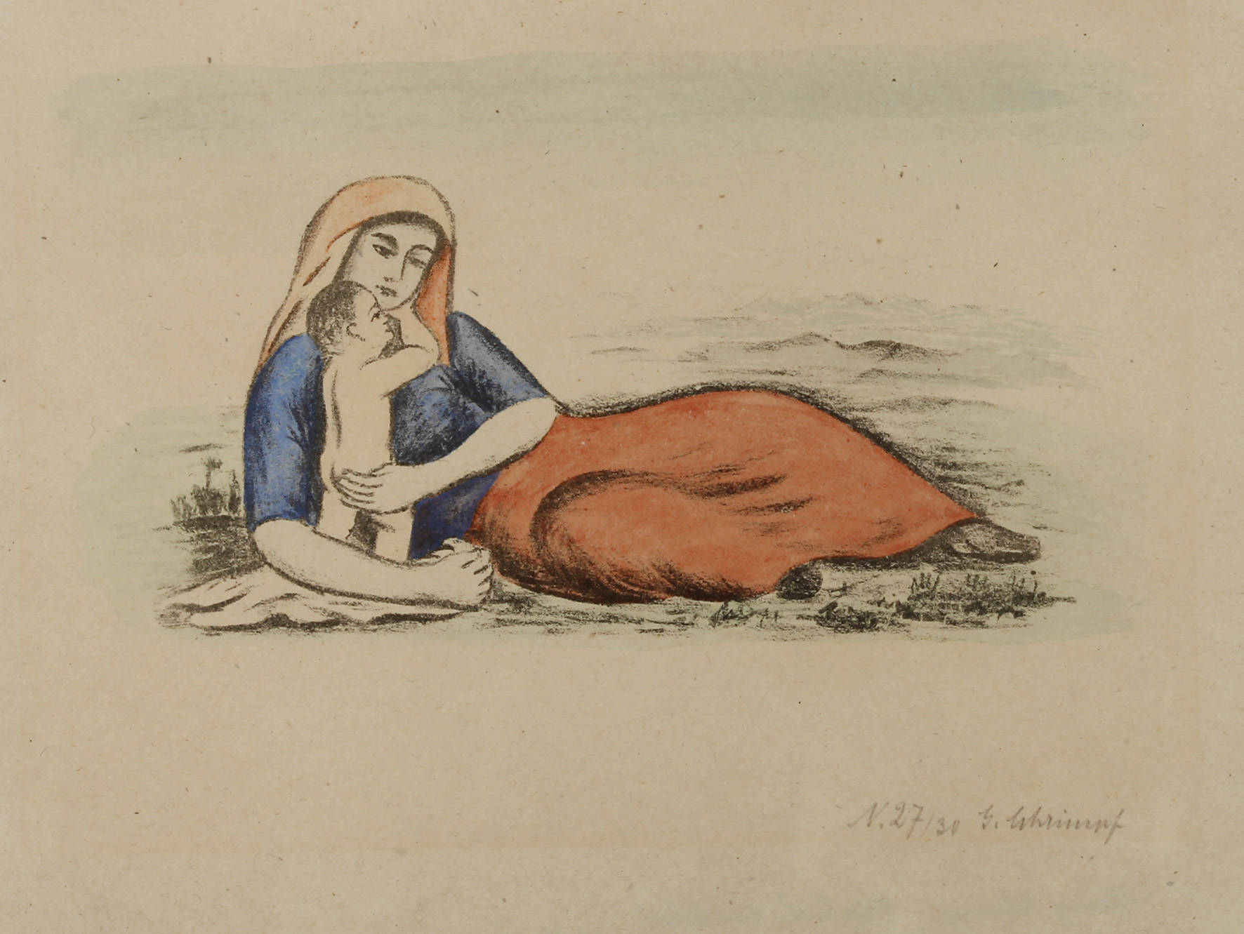 Georg Schrimpf, ”Liegende Frau mit Kind”
