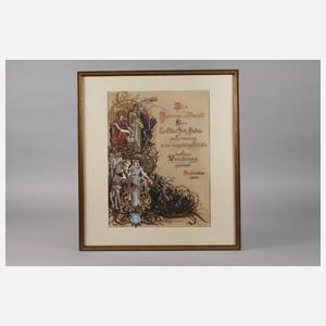 Ernst Albert Fischer-Cörlin, prachtvoller Urkundenentwurf