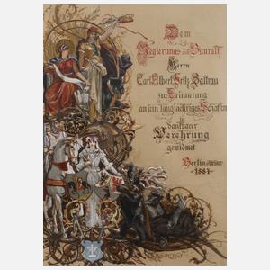 Ernst Albert Fischer-Cörlin, prachtvoller Urkundenentwurf