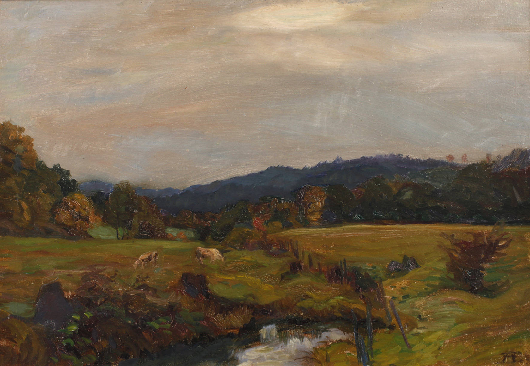 Albin Enders, Sommerliche Bachaue mit Kühen