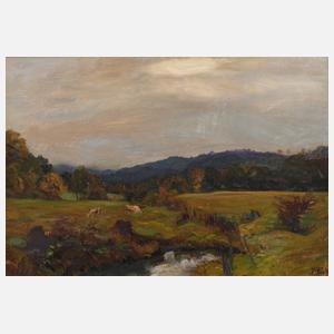 Albin Enders, Sommerliche Bachaue mit Kühen