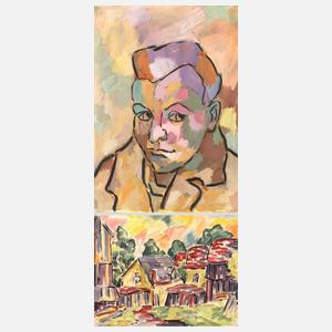 Gerhard Schöpplein, attr., Dorflandschaft/Portrait