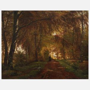 Johannes Boesen, Pilzsammlerin im Herbstwald